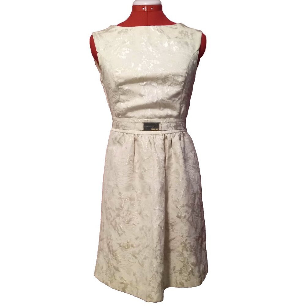 Jennifer Lopez Gold Brocade A-Line Dress US 8